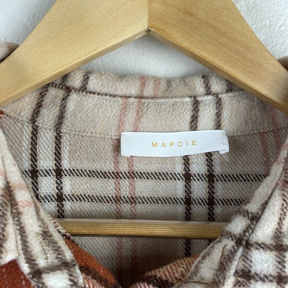 Women’s Flannel Long Sleeve Plaid Color Block Patchwork Shirt Jacket with Pocket - Picture 3 of 8